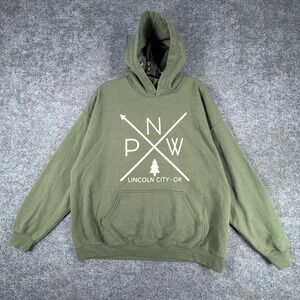 PNW Pacific Northwest Hoodie Unisex Green Compass Pride Lincoln City‎ Graphic